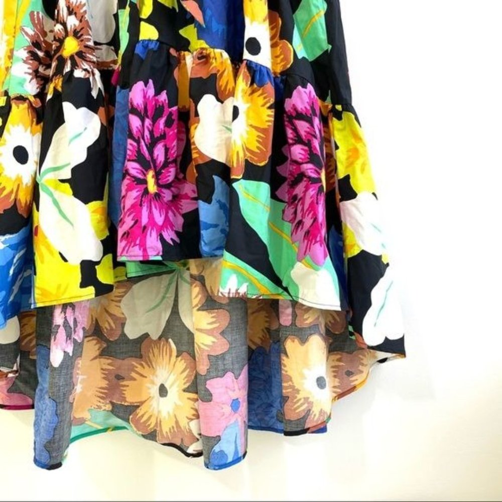 Christopher John Rogers Woman Floral High Low Dress Small Puff Sleeve Bright New - Picture 5 of 11